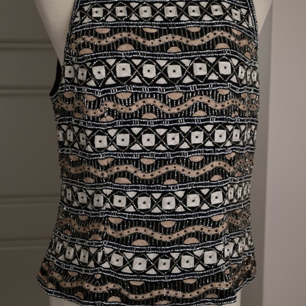 Chaudry Full Sequin Silk Top Art Deco Cocktail Glam Special Occasion Sz M NEW - Picture 8 of 11